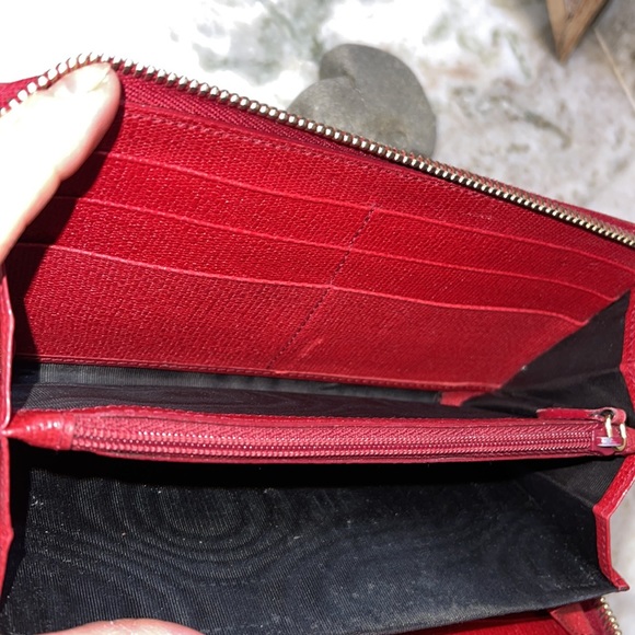 Yves Saint Laurent RED Leather Zip Around Long Wallet - Picture 3 of 15
